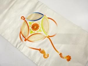 未使用品　花七宝に組紐模様　刺繍　名古屋帯